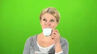 Woman Is Drinking Tea  Green Screen Video  Effect | No Copyright Stock Video