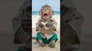 🐒 Baby Monkey Eating Coconut 🥥 | Cutest Snack Time Surprise #monkey #cuteanimals #wildlife