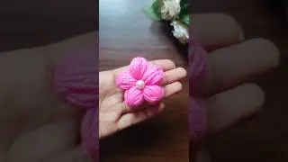 Amazing Woolen Flower Making Idea Using Finger #diy #woolencraft #ytshorts #viral #trendingshorts