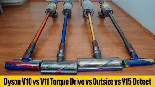 Сравнение Dyson V15 Detect, Outsize, V11 Torque Drive и V10 Absolute