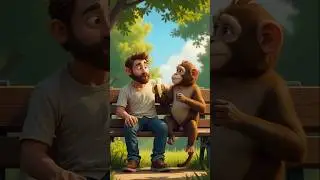 Monkey and Man Enjoying a Banana Like Best Friends 🐒🤣#monkey #funny #bestfriend