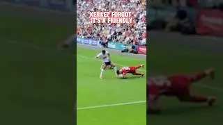 MILOS KERKEZ TACKLE WITH HIS HEAD 😮