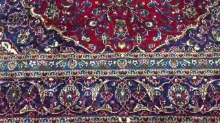 Blue and Red Semi-Antique Persian Kashan Oriental Rug 9'7X13'1 - W 399