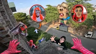 7 SPIDERMAN Vs SMILING WOMAN REAL LIFE ESCAPE 35.0 (Horror Parkour Pov Short) | Epic POV