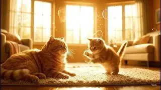 Mimi vs. the Bubbles｜Gentle Cat Playtime in Golden Sunlight