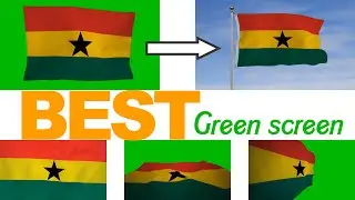 Full HD Ghana flag waving over green screen. (5 Different views).