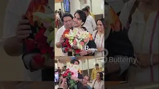 ആഹ്ലാദം  കാരണം ആരിന് പൊക്കിയെടുത്ത് അച്ഛൻ 😍 Aryan Bigg Boss Airport Entry #aryanbiggboss