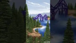 bridge on a flowing river art | forest bridge river art #riverbridge #riverbank #forestriver #forest