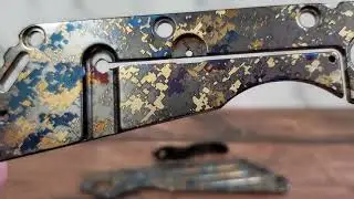 Laser engraving color shift on a Mick Strider Custom Knives titanium knife handle and clip