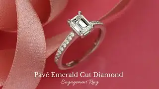 Pav&eacute; Emerald Cut Diamond Engagement Ring