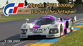 GT7 | 1000hp Mazda 787B Circuit de La Sarthe Le Mans 3:08.091 | Lap + Setup