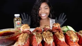LOBSTER TAILS MUKBANG!!!! SEAFOOD BOIL!!!