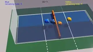 Team of 2 PPOs playing the slime volleyball game in 2D  with Webots.