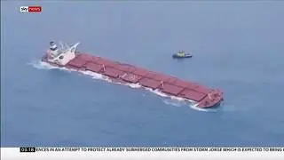 Cargo container vessel leaking oil (Brazil coast) - Sky News - 29th February 2020