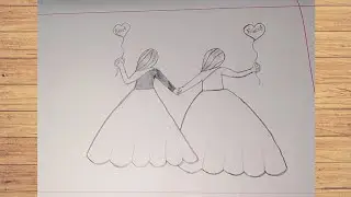 Two best friend drawing easy step by step || Best friend drawing for beginner's || Puja's Easy Art 