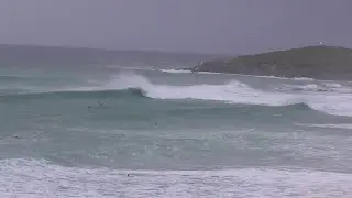 Big perfect waves Fistral Newquay UK Early evening