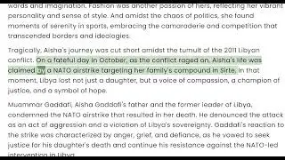 Aisha Gaddafi: A Life Remembered, The daughter of Muammar Gaddafi president of Libya