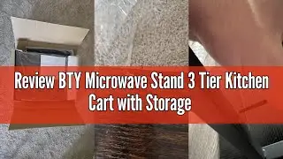Review BTY Microwave Stand 3 Tier Kitchen Cart with Storage on Wheels Small Bakers Rack Black Coffee