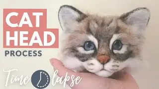 The AMAZING PROCESS of NEEDLE FELTING A CAT HEAD (Time lapse) 🐱 Many hours in less than 14 minutes!