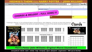 HEDWIG'S THEME - HARRY POTTER MOVIE John Williams #Chords #originalkey #melody #fullsong #qords_app