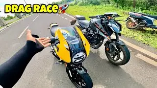 KTM Duke 250 VS Triumph Thruxton 400 🚀 Drag Race Start Before It's Over 😂