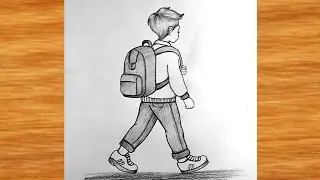 How To Draw A  boy going to School || Pencil Drawing || Easy boy Drawing |Drawing for beginners easy