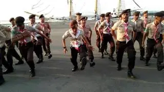 Yel-Yel Penyemangat Petugas Apel Hari Pramuka ke-55 Kwarda Jatim di Koarmatim