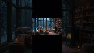 Cozy Winter Cabin Night | Snowfall, Warm Fireplace & Relaxing Large Sofa Ambience