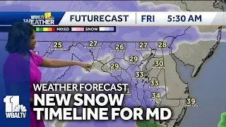 Dalencia's new snow timeline for Maryland