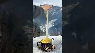 Cooking Kuymak in the Snow! ❄️ Karda kuymak!  (Uzung&ouml;l, Trabzon) #mercandoğada #doğadayemek #shorts