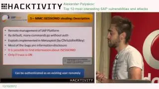 Hacktivity 2012 - Александр Поляков - Топ-10 самых интересных уязвимостей и атак SAP