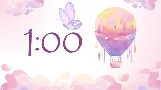 Artistic Purple and Pink Butterfly with Hot Air Balloon 1 Minute Timer