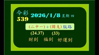 今彩   1月8日  星期四  (二中一)+(獨支)版路
