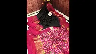 Jet Black Color Ikat Silk Saree
