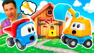 Qu'y a-t-il dans les garages? 🔑 Jeux avec voitures et Léo le camion pour garçons