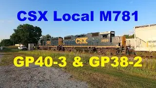 CSX Local M781 with GP40-3 & GP38-2 - Idling, then Leaving
