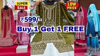 Buy 1 Get 1 FREE Wedding Dresses Pakistani Plazzo Designer Suits Hyderabad Shopping
