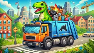 Dinosaur Garbage Truck:for kids | kids games | yateland | Central white u