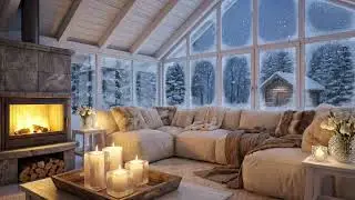 🎹 8 Hours Warm Candlelight Piano | White Cabin Lounge with Fireplace | Calm Study Relax Sleep