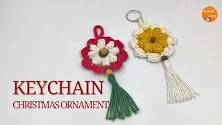 Crochet Keychain | Popcorn Flower Keychain | Easy crochet Christmas Ornament - Quick crochet gifts