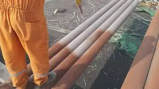 Copper slag blasting in pipe