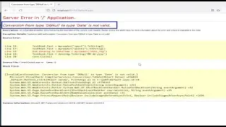 Solved error Conversion from type 'DBNULL' to type 'Date' is not valid in ASP.Net
