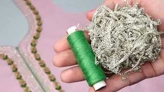 Golden Dori और Thread से बनाएं ख़ूबसूरत Neck Design/ Beautiful Sewing Machine Embroidery Design Idea