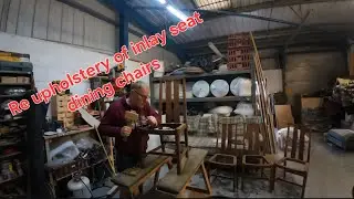 Reupholstery of inlay seat dining chairs.