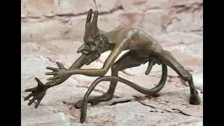 Grotesque Bronze Demon Satyr Figurine &ndash; Mythical Horned Creature Sculpture RL-015