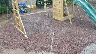 Garden Games, Action Climbing Frame Playset and Rubber mulch safety flooring installation
