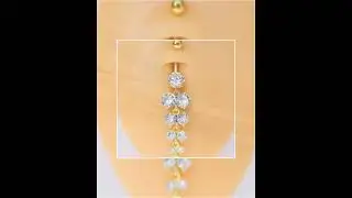 Dangle Belly Button Ring, Navel Piercing, Belly Button Piercing, Curved Barbell, Belly Piercing, ...