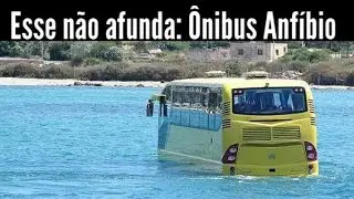 Ônibus Anfíbio flutua nas águas do Rio Tejo em Portugal