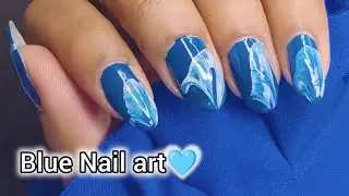 I Used THREAD to Create This Nail Art 😳💙 | No Tools DIY Nail Art Tutorial