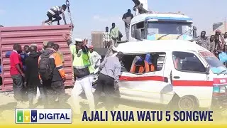 WATU 5 WAFARIKI HIACE KUANGUKIWA NA KONTENA SONGWE